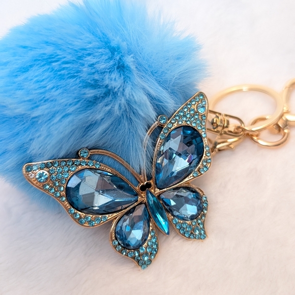 Pretty butterfly blue bag charm keychain - Picture 2 of 3